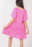 VERY J Texture V-Neck Ruffled Tiered Dress - Trendsi - Flyclothing LLC