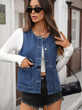 Button Up Denim Vest - Trendsi - Flyclothing LLC