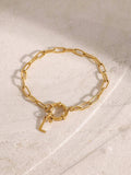 18K Gold-Plated Stainless Steel Letter L Bracelet - Trendsi - Flyclothing LLC