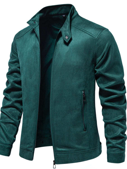 Men's Zip Up Long Sleeve Biker Jacket - Trendsi - Flyclothing LLC