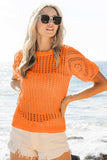 BiBi Crochet Knit Cover Up With Puff Sleeves - Trendsi - Flyclothing LLC