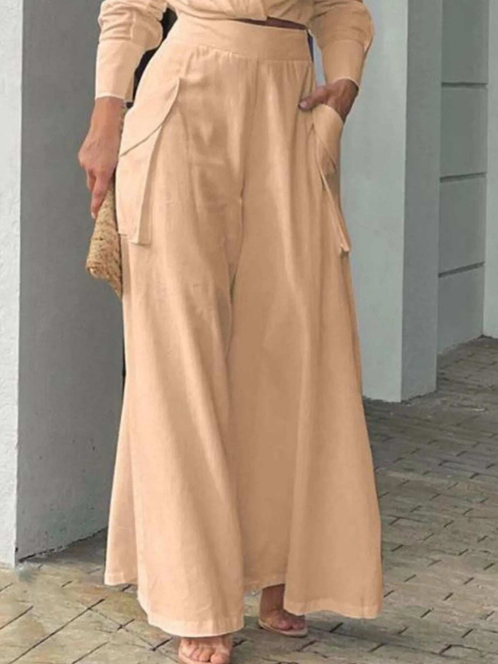 Full Size Long Sleeve Top and Pants Set Plus Size - Trendsi - Flyclothing LLC