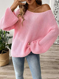 Round Neck Long Sleeve Sweater - Trendsi - Flyclothing LLC