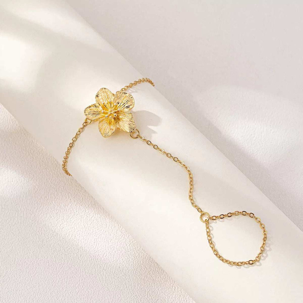 18K Gold-Plated Chain Flower Bracelet - Trendsi - Flyclothing LLC