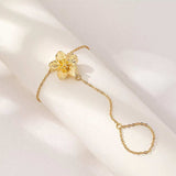 18K Gold-Plated Chain Flower Bracelet - Trendsi - Flyclothing LLC