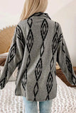 Pocketed Geometric Collared Neck Button Down Shacket - Trendsi - Flyclothing LLC