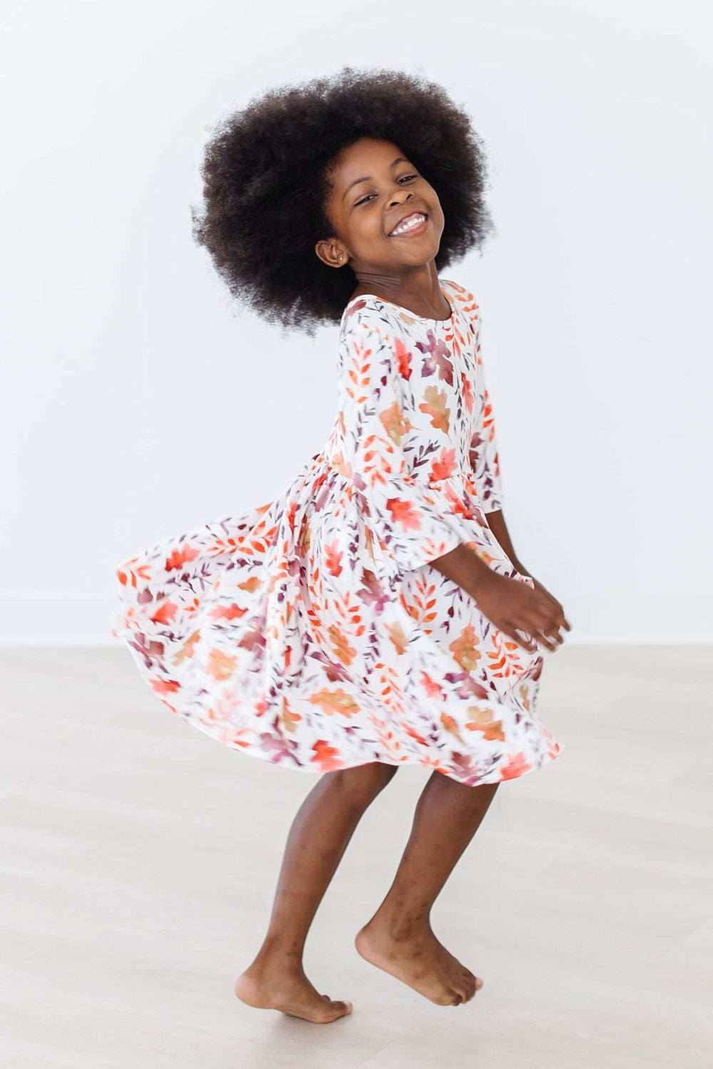 Falling Leaves 3/4 Sleeve Pocket Twirl Dress - Mila & Rose ® - Flyclothing LLC