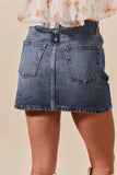 SO ME Washed Denim Mini Skirt with Pockets - Trendsi - Flyclothing LLC
