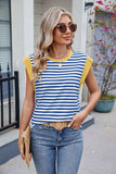 Contrast Striped Round Neck T-Shirt - Trendsi - Flyclothing LLC