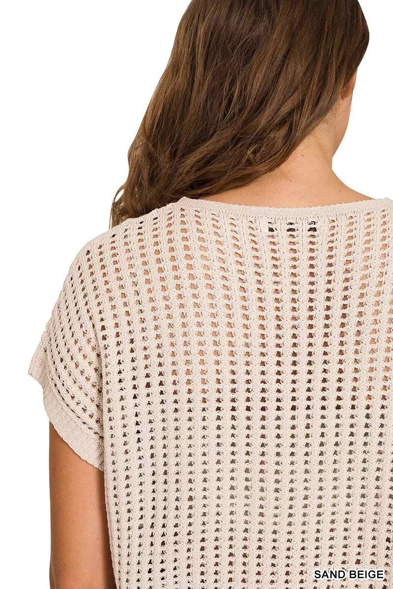 Zenana Viscose American Flag Openwork Knit Top - Trendsi - Flyclothing LLC