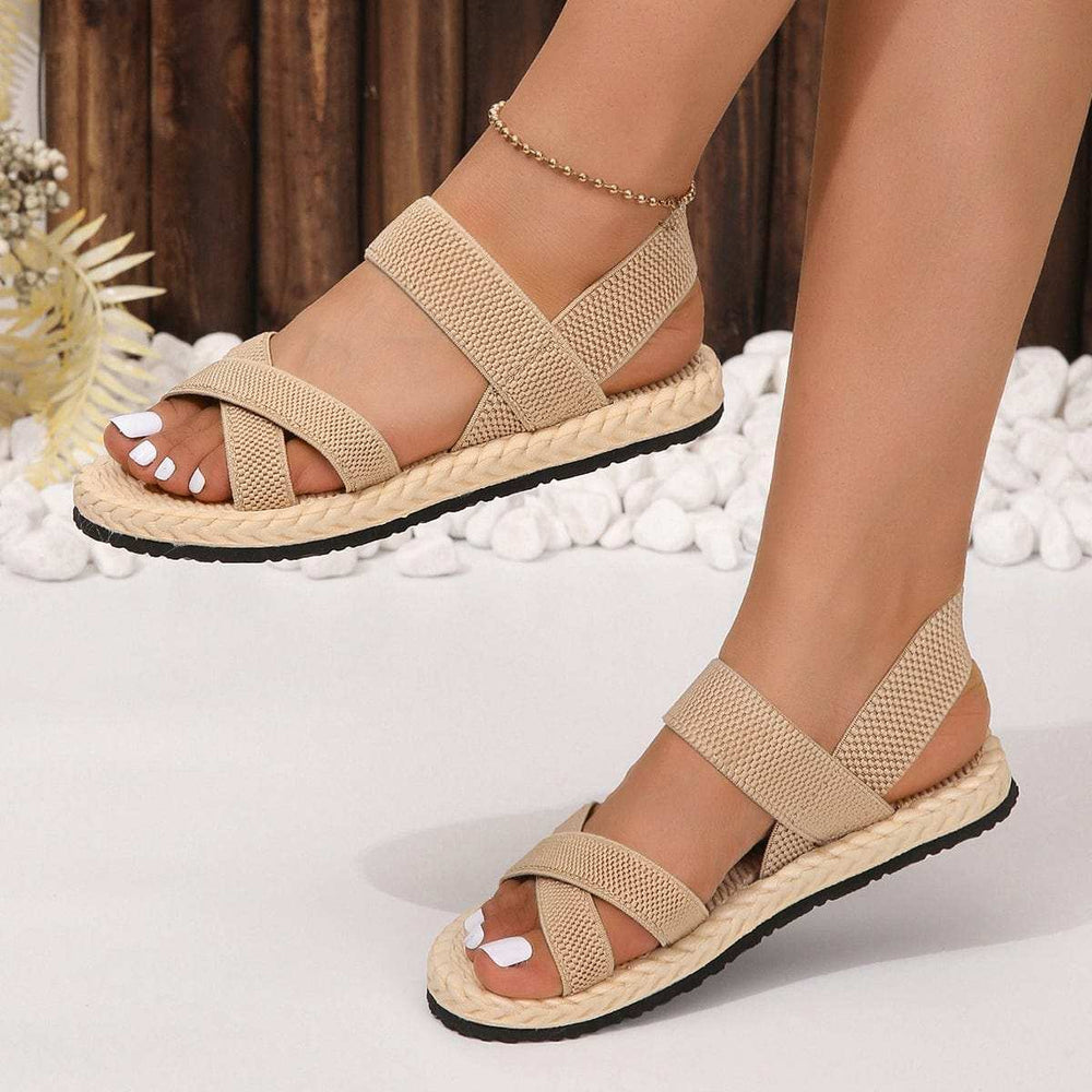 Crisscross Open Toe Flat Sandals - Trendsi - Flyclothing LLC