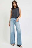 RISEN Full Size Mid Rise Wide Jeans with Front Patch Pocket Plus Size - Trendsi - Flyclothing LLC