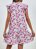 Tied Floral Cap Sleeve Mini Dress - Trendsi - Flyclothing LLC