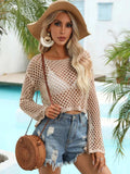 Hollow Out Boat Neck Flare Sleeve Cover-Up - Trendsi - Flyclothing LLC