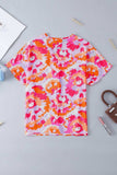 Printed V-Neck Short Sleeve Blouse - Trendsi - Flyclothing LLC