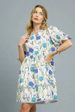 Umgee BabyDoll Floral Striped Hem Mini Dress - Trendsi - Flyclothing LLC