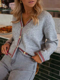 Contrast Trim Button Up Cardigan - Trendsi - Flyclothing LLC