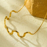 18K Gold-Plated Wave Necklace - Trendsi - Flyclothing LLC