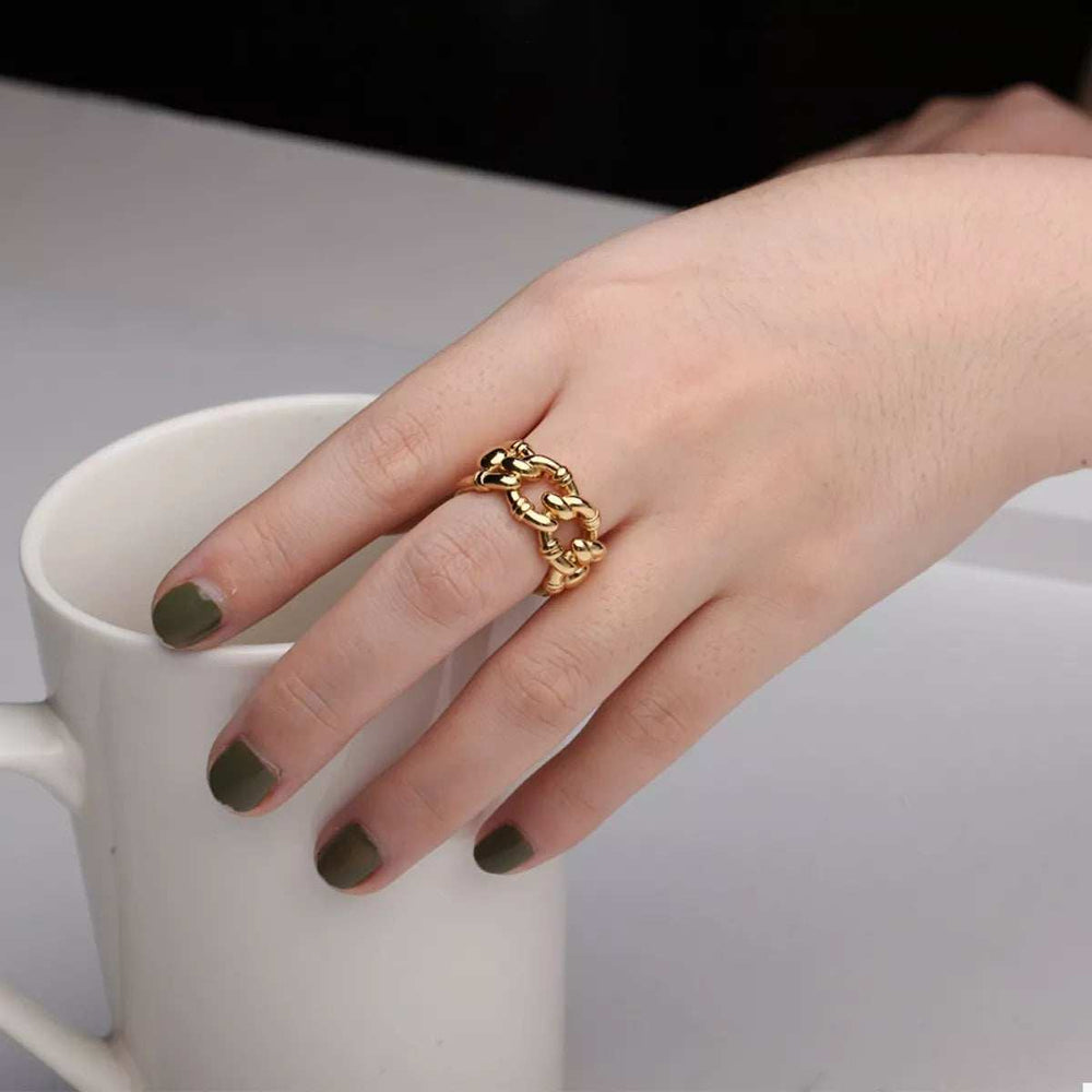 18K Gold-Plated Chain Link Open Ring - Trendsi - Flyclothing LLC