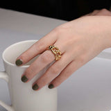 18K Gold-Plated Chain Link Open Ring - Trendsi - Flyclothing LLC