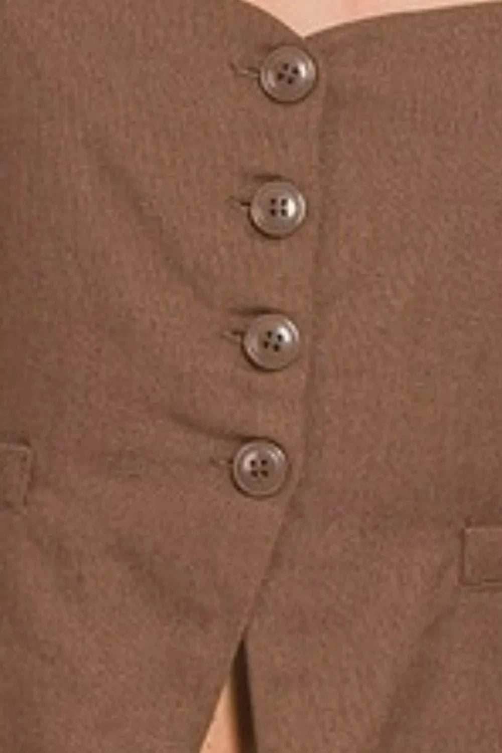 Zenana Linen Tie-back 4-button Vest with Lining - Trendsi - Flyclothing LLC