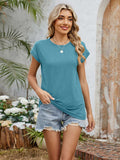 Round Neck Short Sleeve T-Shirt - Trendsi - Flyclothing LLC