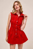 SO ME Button Down Sleeveless Collared Game Day Mini Dress - Trendsi - Flyclothing LLC