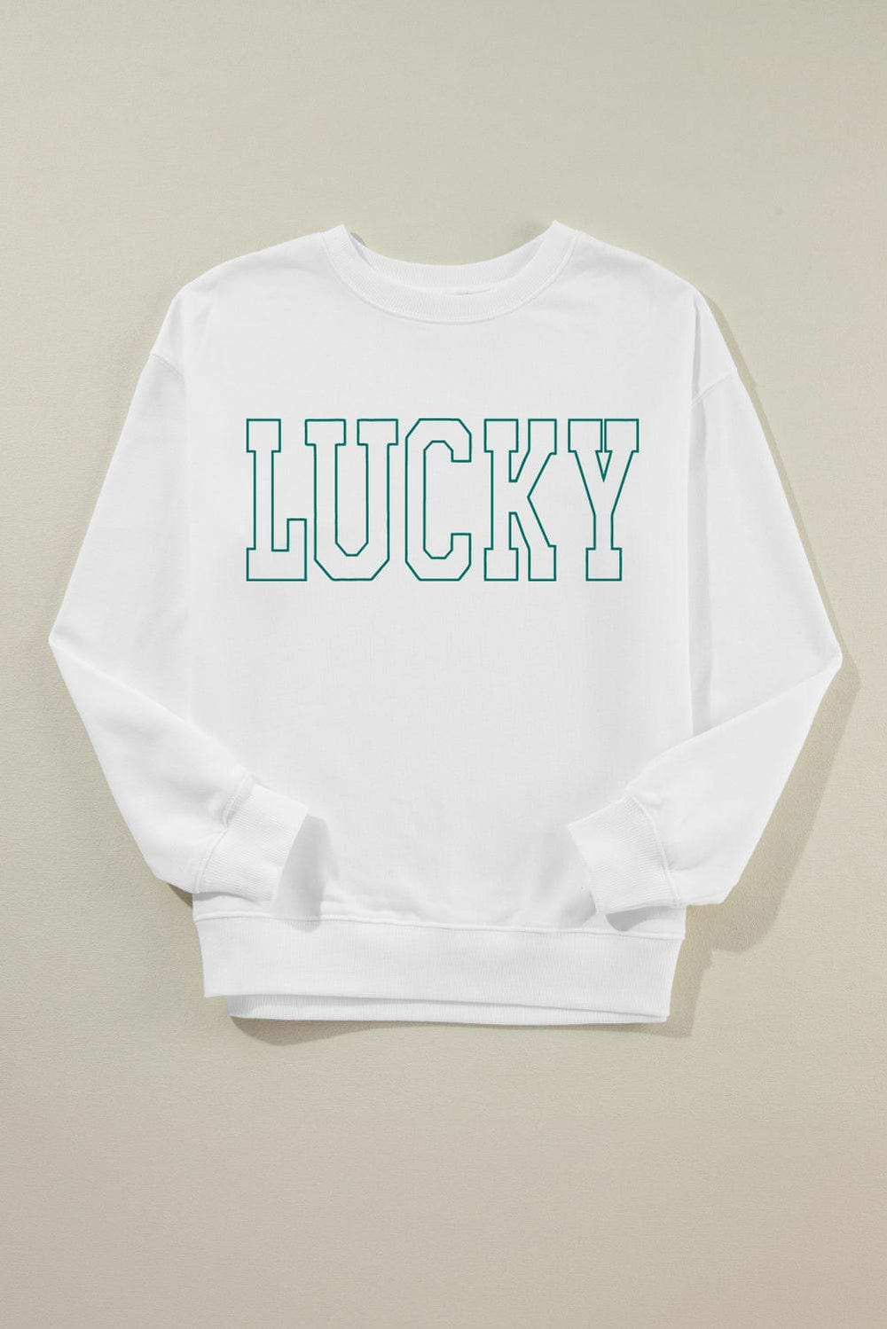LUCKY Graphic Round Neck Long Sleeve Sweatshirt - Trendsi - Flyclothing LLC