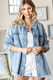 First Love Smile Face Button Down Raw Hem Denim Jacket - Trendsi - Flyclothing LLC