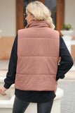 Pocketed Zip Up Turtleneck Vest Coat - Trendsi - Flyclothing LLC