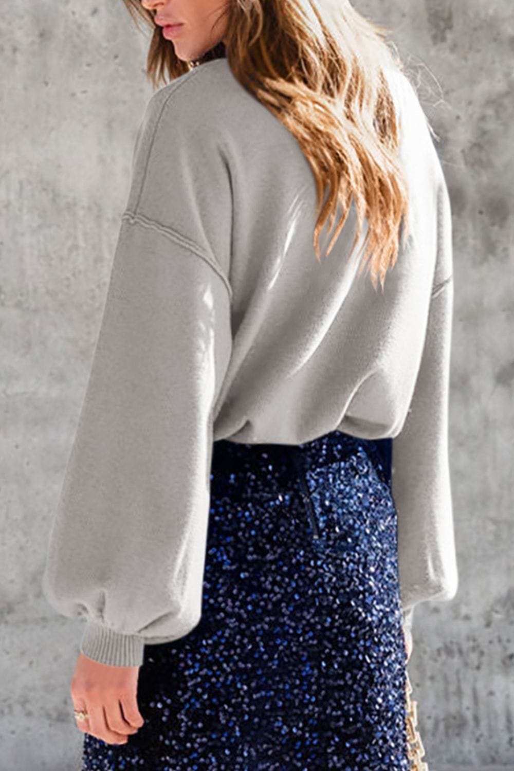 Mock Neck Dropped Shoulder Sweater - Trendsi - Flyclothing LLC