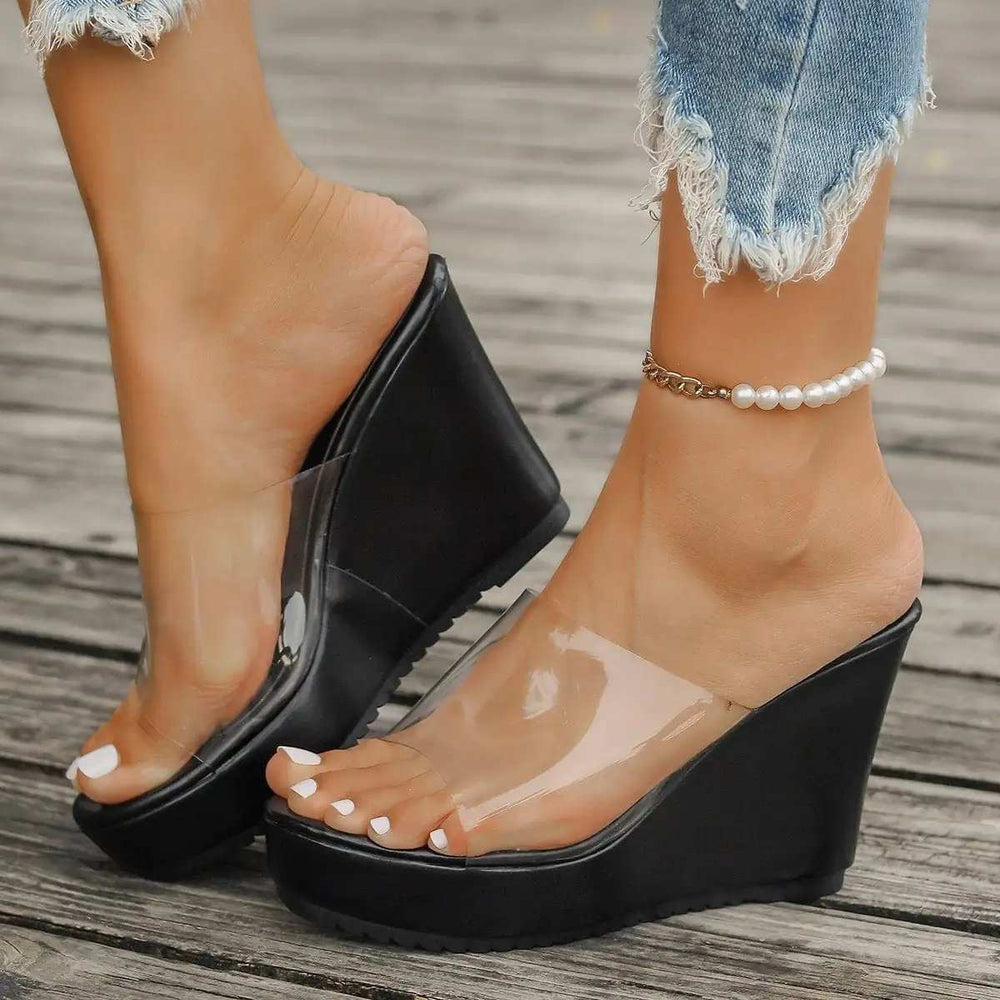 Open Toe Wedge Sandals - Trendsi - Flyclothing LLC
