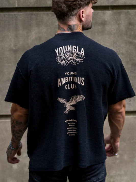 Men's Plus Size Graphic Round Neck Short Sleeve T-Shirt - Trendsi - Flyclothing LLC