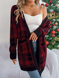 Plaid Open Front Long Sleeve Cardigan - Trendsi - Flyclothing LLC