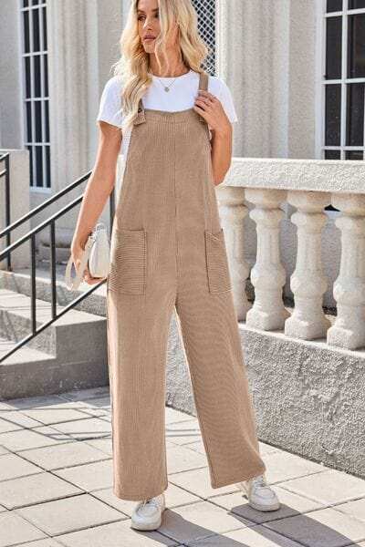 Lovelet Square Neck Wide Strap Overalls with Pockets - Trendsi - Flyclothing LLC