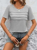 Round Neck Short Sleeve Top - Trendsi - Flyclothing LLC