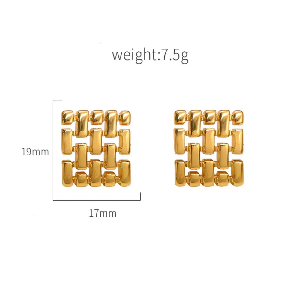 18K Gold-Plated Geometric Stud Earrings - Trendsi - Flyclothing LLC