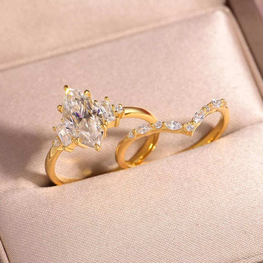 2 Carat Moissanite 925 Sterling Silver 2 Piece Ring - Trendsi - Flyclothing LLC