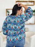 Double Take Full Size Printed Balloon Sleeve Blouse - Trendsi - Flyclothing LLC
