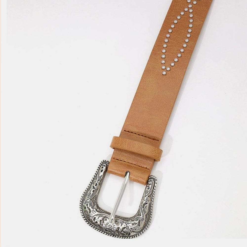 PU Leather Rhinestone Belt - Trendsi - Flyclothing LLC