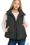 Zenana High Neck Zip-Up Vest Coat - Trendsi - Flyclothing LLC