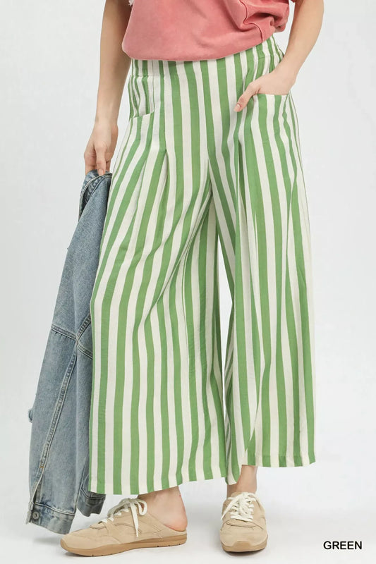 Umgee Vertical Stripe Wide Leg Pants - Trendsi - Flyclothing LLC