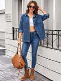 Vintage Wash Button-Down Denim Jacket - Trendsi - Flyclothing LLC