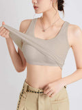 Crisscross Scoop Neck Wide Strap Cropped Tank with Chest Pads - Trendsi - Flyclothing LLC