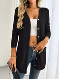 Open Front Longline Cardigan with Side Pockets - Trendsi - Flyclothing LLC