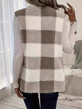 Plaid Open Front Vest Coat - Trendsi - Flyclothing LLC
