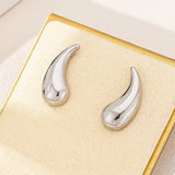 Curved Teardrop Stud Earrings - Trendsi - Flyclothing LLC