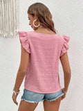 Ruffled Square Neck Cap Sleeve Blouse - Trendsi - Flyclothing LLC