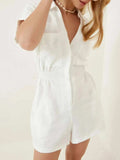 Johnny Collar Short Sleeve Romper - Trendsi - Flyclothing LLC