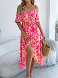 Printed Cold Shoulder Midi Cami Dress - Trendsi - Flyclothing LLC
